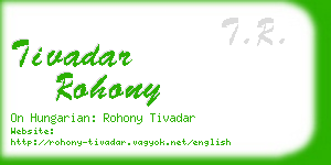 tivadar rohony business card